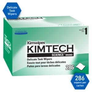 Box of Kimtech Science Kimwipes, 286 count, delicate task wipers.