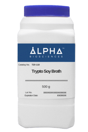 Container of Alpha Biosciences Tryptso Soy Broth powder.